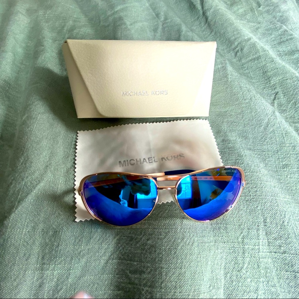 Michael Kors mirrored and gold aviator sunglasses